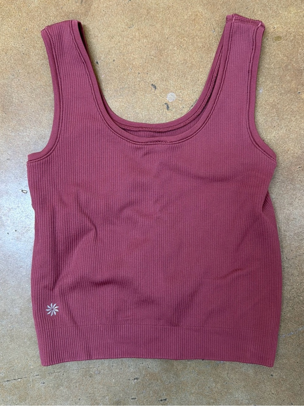 ATHLETA Cropped Tank Women’s XSmall Mauve Ribbed Work Out Athleisure Basic